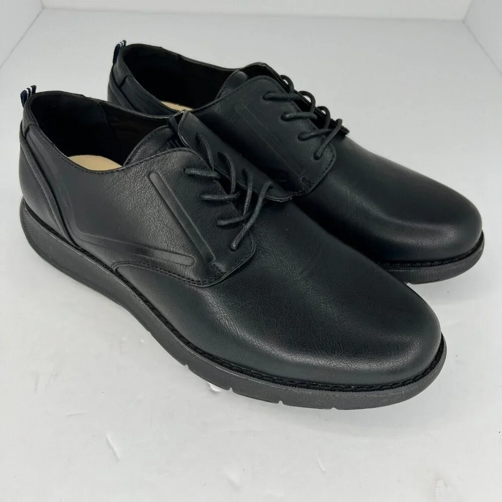 Nautica Mens Ajax Black LowTop LaceUp Man Made Leather Size 10 Oxford Shoes